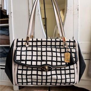 Coach Black and White Grid Shoulder Bag